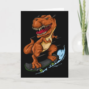 Skateboarding T-rex - Cute Trex Dinosaur Skateboar Card