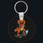 Skateboarding T-rex - Cute Trex Dinosaur Skateboar Key Ring<br><div class="desc">Skateboarding T-rex - Cute Trex Dinosaur Skateboarder</div>