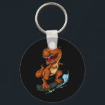 Skateboarding T-rex - Cute Trex Dinosaur Skateboar Key Ring<br><div class="desc">Skateboarding T-rex - Cute Trex Dinosaur Skateboarder</div>