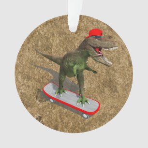 Skateboarding T-Rex Ornament