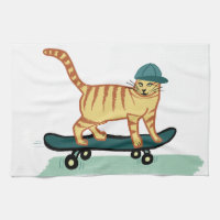Skateboarding Tabby Cat