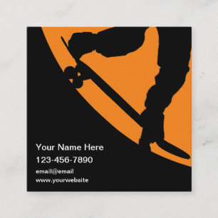 Skateboarding Theme Cool Square Business Card