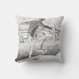 Skateboarding Trickster Sketch  Cushion