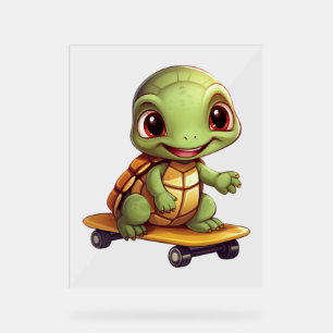 Skateboarding Turtle, Athletic Animal Design Acrylic Sign