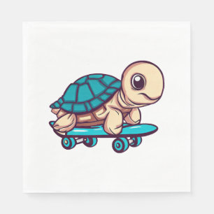 Skateboarding Turtle Napkin