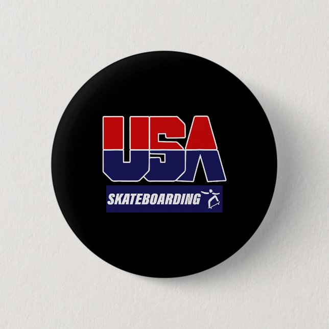 Skateboarding Usa  6 Cm Round Badge (Front)