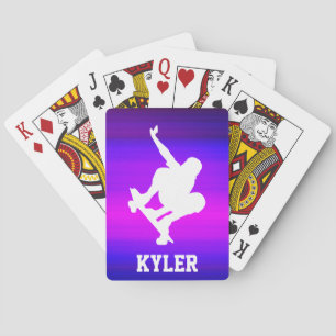 Skateboarding; Vibrant Violet Blue and Magenta Playing Cards