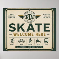 Skateboarding Welcome Sign Vintage Community