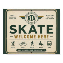 Skateboarding Welcome Sign Vintage Community