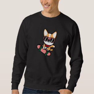 Skateboarding Welsh Corgi Puppy Skateboard Dog Ska Sweatshirt
