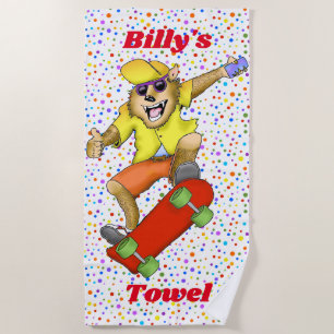Skateboarding Werewolf Beach Towel