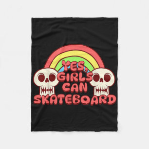 Skateboarding - Yes Girls Can Skateboard  Fleece Blanket
