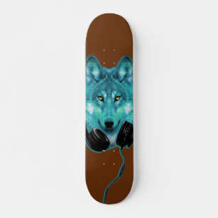Skateboards+Wolf+Animal+Watercolor+green+blue+mode Skateboard