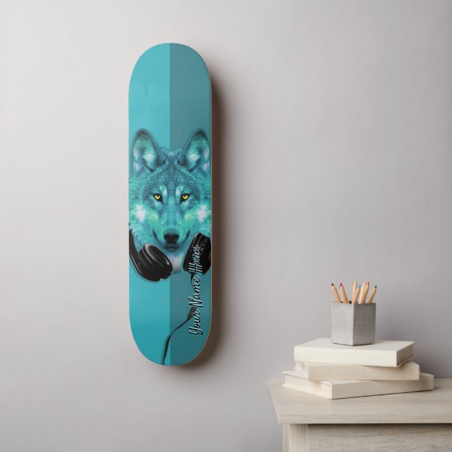 Skateboards+Wolf+Custom name+template+personalised Skateboard (Wall Art)
