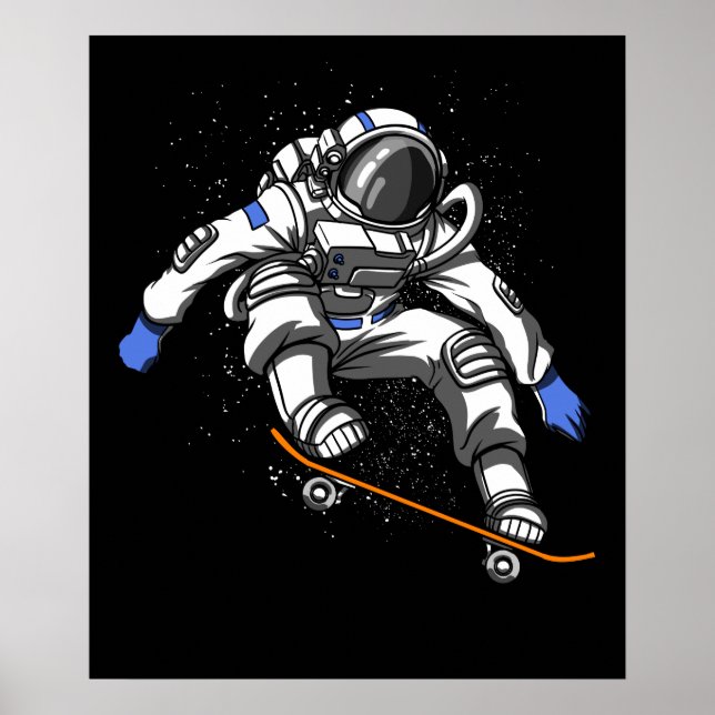 Skater Astronaut Skateboarding Cosmic Space Poster (Front)