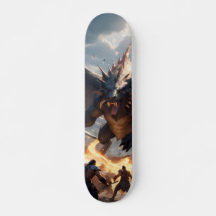 Skater Bárbaric Warriors Fighting With Dragon Skateboard
