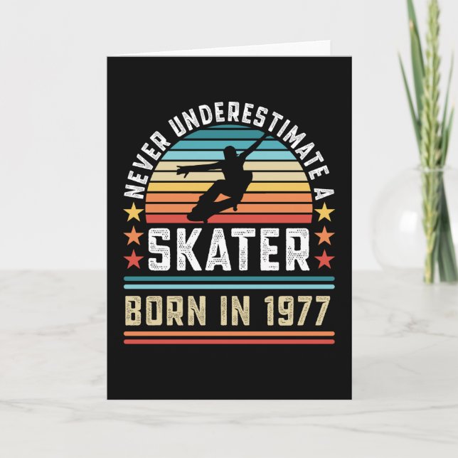 Skater born 1977 50th Birthday Skateboarding Gift Card (Front)