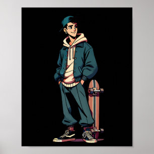Skater Boy – Grunge Skateboarding Graphic Design  Poster