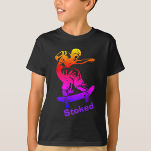 Skater Boy Stoked Rainbow Skateboarder T-Shirt