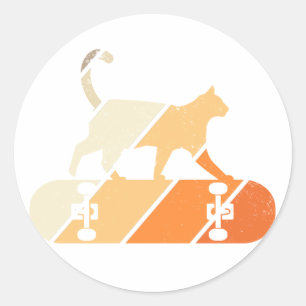 Skater Cat Primo Walk Skateboard Classic Round Sticker