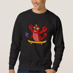 Skater Crawfish Pocket Mardi Gras Mask Carnival Sk Sweatshirt