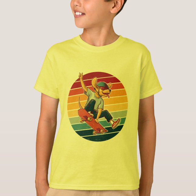 Skater Dog Retro Sunset T-Shirt (Front)