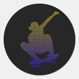 Skater Dot Silhouette Minimal Retro Skateboard Classic Round Sticker