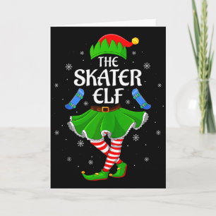 Skater Elf Christmas Family Girls Women Elf Squad Card