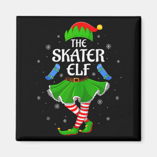 Skater Elf Christmas Family Girls Women Elf Squad  Magnet