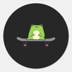 Skater Frog Tadpole Amphibian Skateboarding Skateb Classic Round Sticker