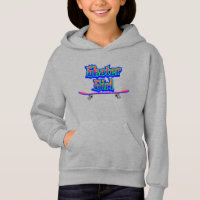 Skater Girl Blue Pink Graffiti Glow Skateboard    