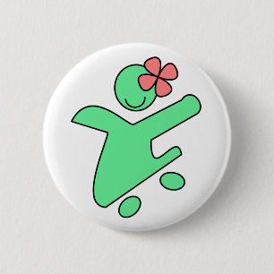 Skater girl button pin
