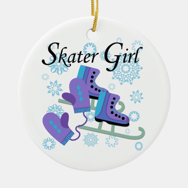 Skater Girl Ceramic Tree Decoration (Front)