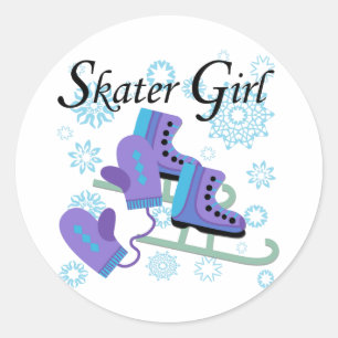 Skater Girl Classic Round Sticker