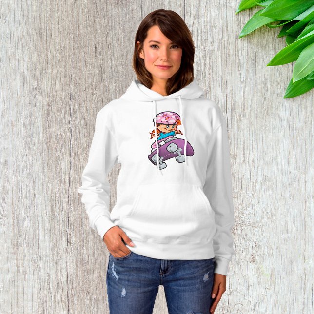 Skater Girl Fun Pink Helmet Skateboard Hoodie (Creator Uploaded)