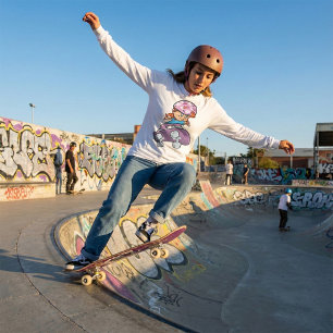 Skater Girl Fun Pink Helmet Skateboard T-Shirt