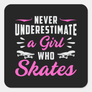 Skater Girl Girls Sk8 Skating Skateboard Gift Idea Square Sticker