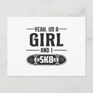 Skater Girl Girls Skating Skateboard Funny Gift Postcard