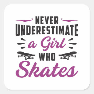 Skater Girl Girls Skating Skateboard Funny Gift Square Sticker