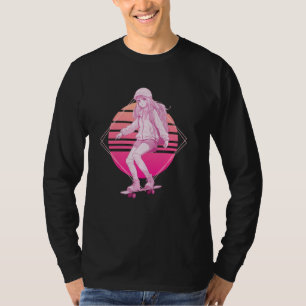 Skater Girl Lofi Skateboard Japanese Vaporwave Ret T-Shirt