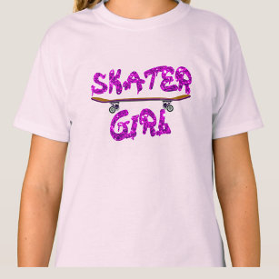 Skater Girl Purple Pink Skateboard                 T-Shirt