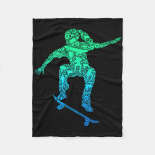 Skater Girl Skateboarder Girl Skateboarding 1 Fleece Blanket