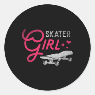 Skater Girl Skateboarder Women Girls Skate Skatebo Classic Round Sticker