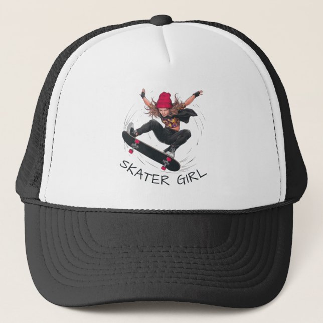 Skater Girl Skateboarding Hat (Front)