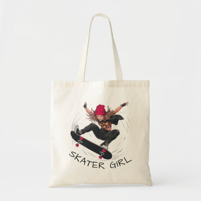 Skater Girl Skateboarding Tote Bag (Front)