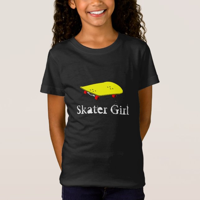 Skater girl slogan with cool yellow skateboard T-Shirt (Front)