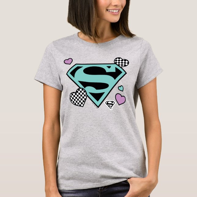 Skater Girl Supergirl Hearts S-Shield T-Shirt (Front)
