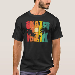 Skater Girl Vintage Sunset Skateboard Skate T-Shirt