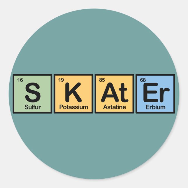 Skater made of Elements Classic Round Sticker (Front)