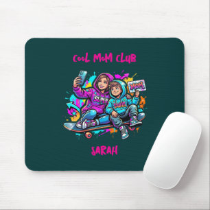 Skater Mum & Son Graffiti Dark Teal Mousepa Mouse Pad